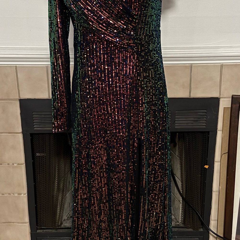 Deeavness Multi Colored Sequin Evening Dress - image 1